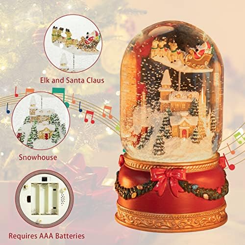 Mumtop Божиќни снежни глобуси, снежни глобуси за деца девојчиња и момчиња, 8 -инчен снежен глобус Божиќни фенери Музичка кутија