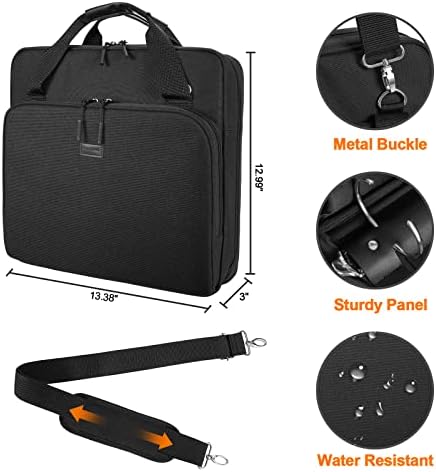 LOSONG 3 RING BINDER 2 INCH со лента за рамената 500 лим и мулти-џебови за организатор на врски за училишта и канцеларии, компатибилен со 13-инчен MacBook/Tablet