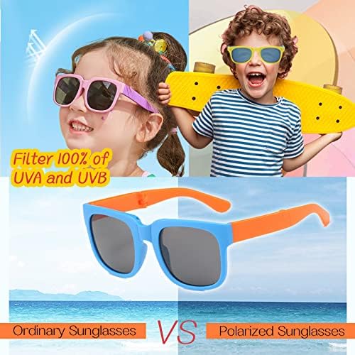 Рикава 4 Спакувајте Детски Очила За Сонце, Преклопливи Очила За Сонце За Мали Деца На Возраст Од 2-4 Момчиња Девојчиња, Поларизирани Очила за Сонце За Деца, Ув Заштита