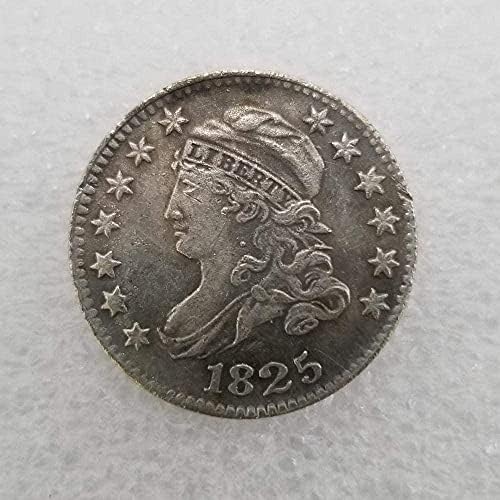 Антички занаети Американски 1825 година 10C месинг сребрен позлатен стар сребрен долар сребрен круг Стручен сребрен долар