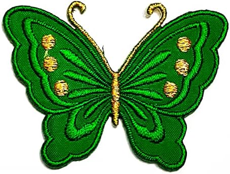 Кленплус 3 парчиња. Мини Симпатична Инсекти Пеперутка Зелени Закрпи Налепница Уметности Цртани Стрипови Печ Знак Симбол Костим Маица Јакни