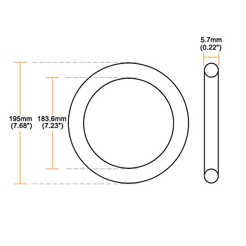 Uxcell Nitrile Guber O-прстени 195мм OD 183,6 mm ID 5,7 mm ширина, метрички запечатување на запечатување, пакет од 1