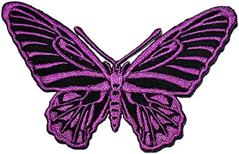 HHO Patch Set 3 парчиња. Виолетова пеперутка извезена закрпи градинарски инсекти бубачки деца цртан филм железо на закрпи за DIY декорација маица ранец дуксери торбички ф?