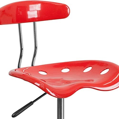 Флеш мебел Бредли живописен цреша домат и столче за изготвување хром со седиште во трактор