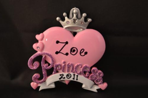 Персонализирано розово срце, принцеза за празник подарок стручно ракописен украс