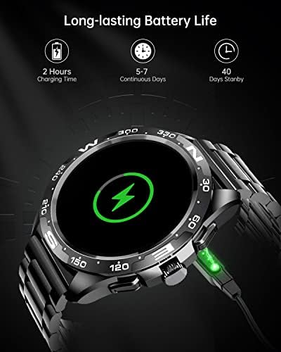 Паметни часовници за машки Podoeil со Bluetooth Повикување и не'рѓосувачки челик, мониторинг на здравјето, водоотпорен паметен часовник