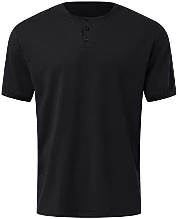 STOOTO MENS летни обични маици, копче кратки ракави цврсти бои за дишење на врвни блузи основни дизајн удобни маички