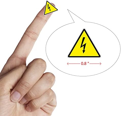 Dealzepic - Yellowолт триаголник Електричен шок Последователен знак за предупредување - налепница за кора од кора и стап винил - 2 см