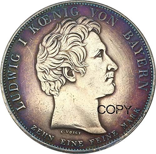Германски Држави Баварија Лудвиг Први Семејство Талер 1828 Купроникел Позлатени Сребрена Копија Монети