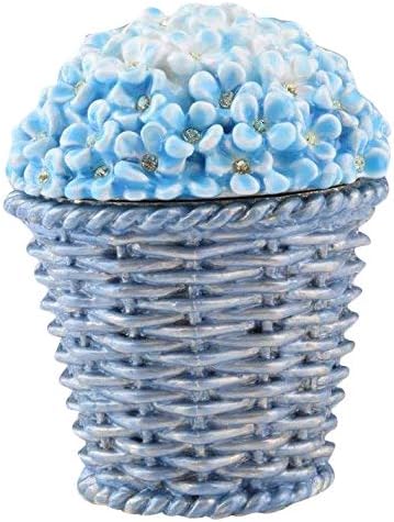 Керен Копал Сини цвеќиња во корпа фабел стилизирана кутија за кутии Дома Декоративна кутија