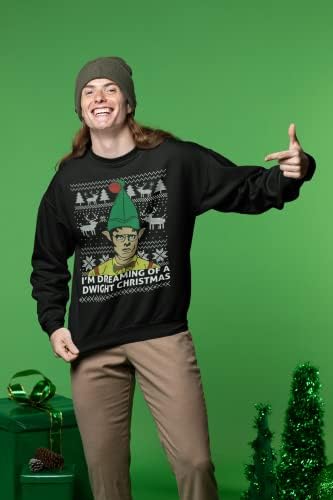 Диво Боби Сонувам за Двајт Божиќ грда Божиќен џемпер Унисекс екипаж графички џемпер