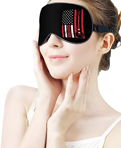 Гитара со американско знаме за ролетни маски за спиење ноќно сенка на капакот за прилагодување на окото со смешна графика за жени