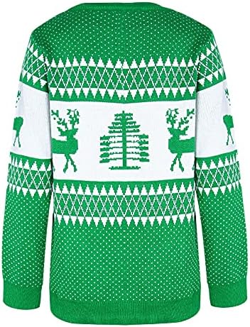 Ymosrh женски пад џемпер плус големина на вратот долг ракав Божиќ печатен џемпер врвна облека за џемпери
