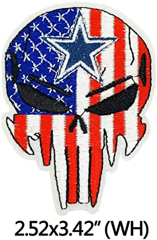 Лидев 2PCS Национален елемент на знамето череп со тимски лого за везови закрпи DIY мотив железо на или шиење на закрпи за закрпи
