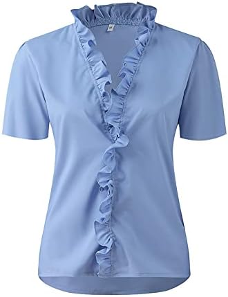 Graphimsенски графички графички масти на нокмопо, модата на модата на темпераментот V-врат за ракав, блуза за блуза, обична кошула женски летни врвови