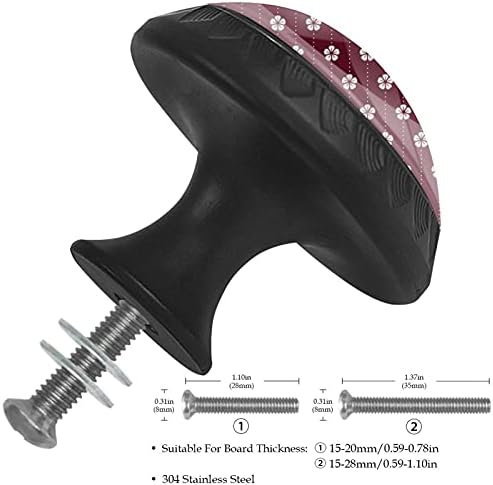 Црвен Јапонски Цвет Од Слива Цветен Мотив 35мм Тркалезни Стаклени Копчиња На Орманот, Кујнски Копчиња За Гардероба За Фиоки За Фиоки Модерни Рачки За Влечење Хардве