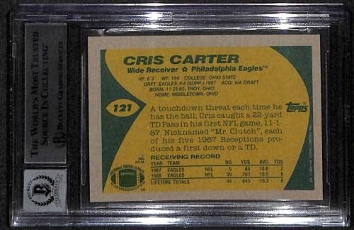 #121 Крис Картер РК - 1989 Топс Фудбалски Картички Оценет БГС АВТО 10-Мак Автограм Фудбалски Картички