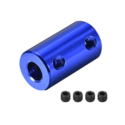 uxcell 5mm до 1/4 инчи, носат ригидна спојка поставена завртка L25xd14 алуминиумска легура, конектор за спојување на вратило за 3Д печатачи, додатоци за мотори, темно сина бој