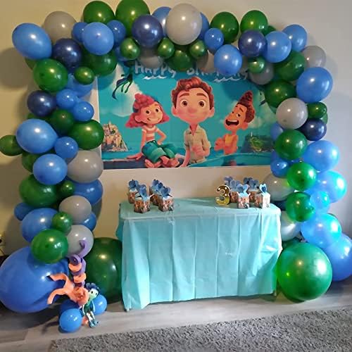 Комплет за лакови од балон, 87 парчиња зелено сино сиво балони лак латекс балон Гарланд лак комплет за момче девојче роденден роденден туш свадба роденденска декора