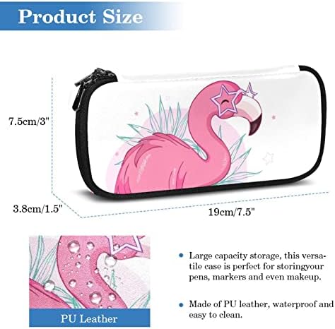 Голем капацитет молив случај Фламинго убава училишна материја за молив торбичка торба за шминка за тинејџери девојчиња 7.5x3x1.5in