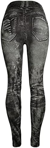 Foviguo женски колк за кревање на бомби со тексас хеланки врзување боја еластична тенка слаби исечени панталони панталони