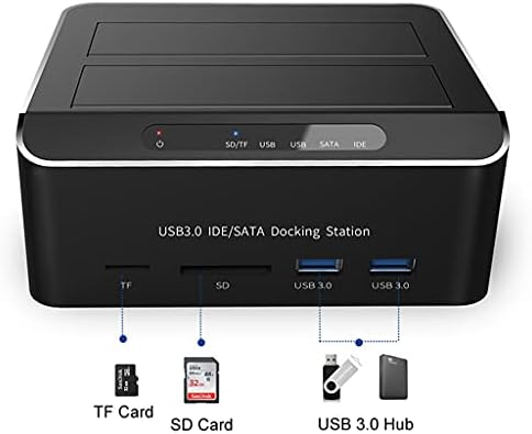 YEBDD DUAL Bay USB 3.0 ДО SATA IDE Надворешен Хард Диск Докинг Станица со 2-Порта Центар Читач На Картички 2.5/3.5 Инчен SATA/IDE HDD
