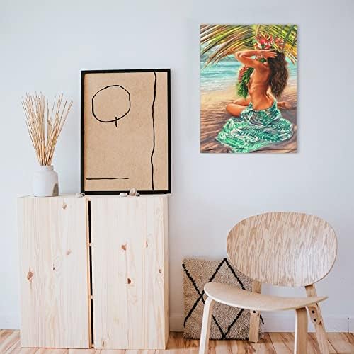 Тахити палма сенка wallидна уметност гроздобер хула девојче постер хаваи за патувања постери плакат постери wallидна уметност слика печатење модерна семејна спална с