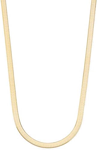 Миабела Цврсто злато 18К над Стерлинг Сребрен италијански италијански Флексибилен рамен рамен ланец на ланец за жени и мажи, 925 направени во