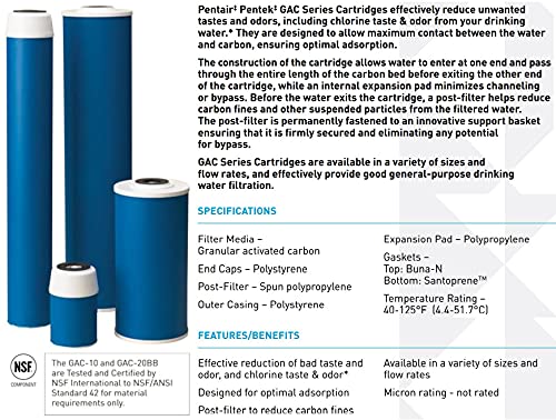 Пентаир Пентек ГАЦ-20бб Голем Сини Јаглерод Филтер За Вода, 20-Инчен, 20 х 4.5 &засилувач; Пентек ДГД-2501 - 20 Голема Сина Талог