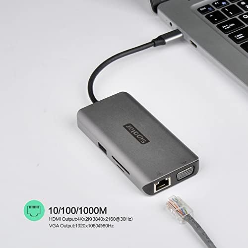USB C Центар+USB Центар Полнач, 120W Напојува USB Центар Сплитер, 10 во 1 USB C ДО HDMI Мултипорт Адаптер Компатибилен ЗА USB C Лаптопи Macbook Про Докинг Станица