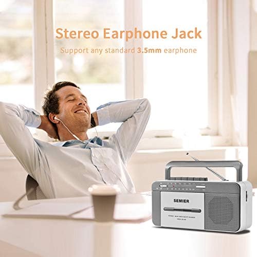 Ретро Boombox Cassette Player Stereo со AM FM Radio LED индикатор за подесување, конверзија од радио во касета преносен рекордер за