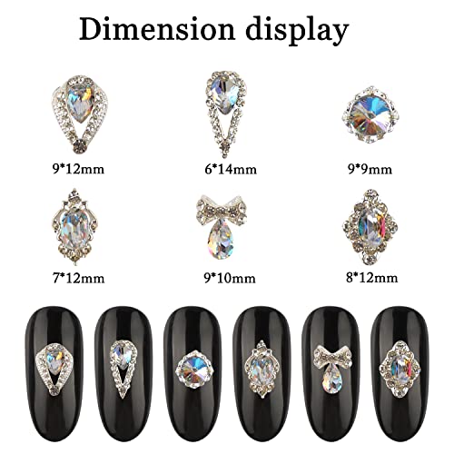 Baiyiyi 30pcs нокти кристал ab rhinestones 3d привлечни нокти rhinestones стаклени метални скапоцени камења накит за нокти дијаманти