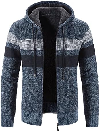 XXBR кардиган џемпер за мажи, зимска боја блок-крпеница топла плетена јакна патент обичен тенок фит-качулка палто натпревар со маици, или костум за спортски панталон?