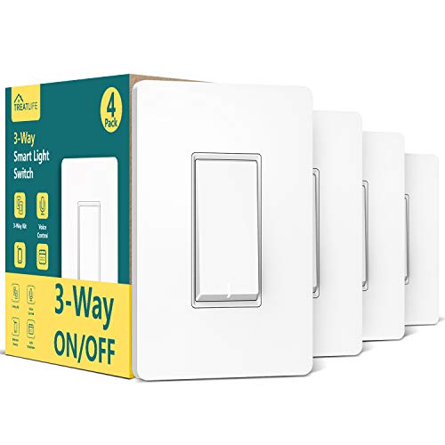 TreatLife 3 Way Smart Switch 4 Pack, 2.4GHz WiFi Smart Light Switch 3 Way Switch Работи со Alexa, Google Home и SmartThings, далечински управувач, ETL, распоред, потребна е неутрална жица