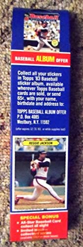 Кутија за налепници за бејзбол на Топс 1983 година/сет 4-30 налепници + картичка на Реџи acksексон