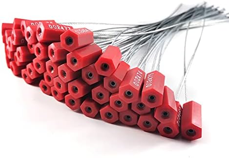 Заптивки за кабел за безбедност, 50 парчиња нумерирани тамперски докази за безбедност, заптивки за безбедносни кабел за безбедност на челик