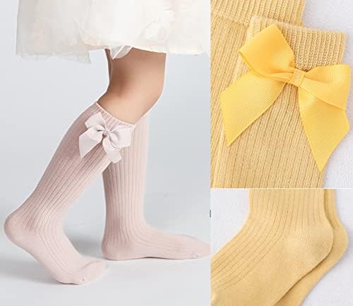 Мали Девојчиња Колено Високи Чорапи Лак-Зашиени Лакови Долги Чорапи Секојдневен &засилувач; Фустан Чорапи Памук 6 Бои