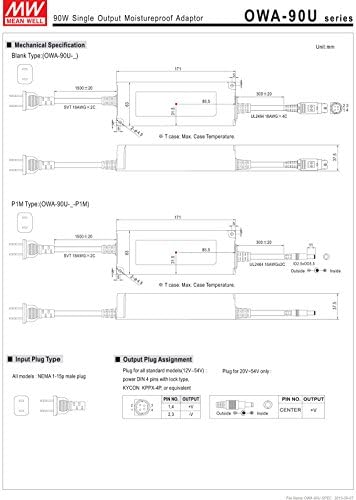 Mw Значи Добро OWA-90U-42 42V 2.15 На 90.3 W Еден Излез LED ВЛАГА ОТПОРНИ На НАИЗМЕНИЧНА СТРУЈА Адаптер