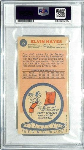 1969-70 Топс Елвин Хејс потпиша картичка за авто -ракети 75 оценета PSA/DNA 10 Slabbeed - Кошаркарски картички за дебитант
