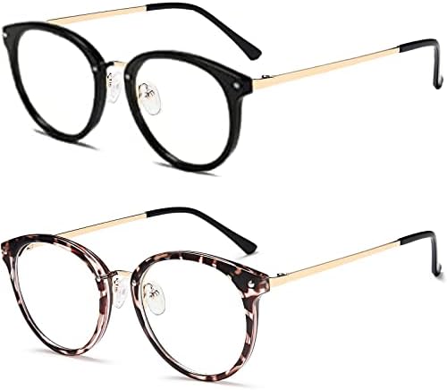 VVDQELLA 2-Пакет Очила За Читање За Жена, Женски Сини Очила Со Голема Рамка Блокираат 99% Сина Светлина За Да Ја Намалат Главоболката за Читање