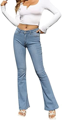 Фармерки за жени со средно половината панталони се исечат естетски плус големина истегнати панталони тенок обичен патент фармерки жени облека