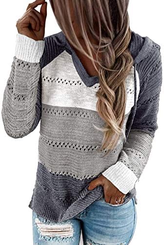 Sipayенски женски блок во боја, пулвер џемпер, лесен дуксер