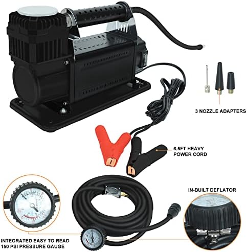 Преносен воздушен компресор за воздушна пумпа за воздух од 12 волти, преносна пумпа за воздух, 150psi max, 5,65 cfm, за теренски возила, RVS, ATV и камиони