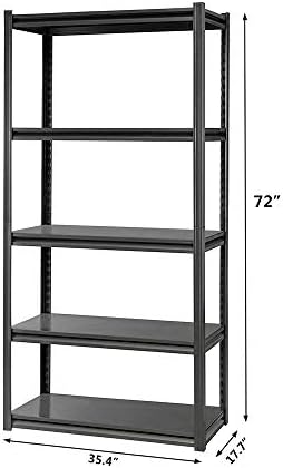 Youbtq Мулти-употреба Тешка челична рамка 5-ниво Организатор челична полици за складирање на полици за складирање прилагодливи гаражни полици