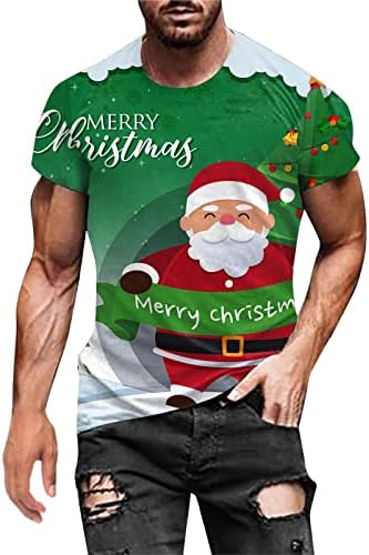 Машки маички во Вокачи Божиќ Дедо Мраз во војник кратки ракави врвови смешни Божиќни графички партии тенок вклопуваат мускулни маички
