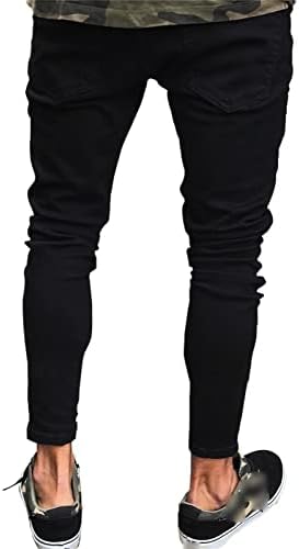 Маиифу-ГJ машки искинати слаби велосипеди фармерки се протегаат потресени панталони панталони од патент на глуждот уништени слаби затегнати нозе.