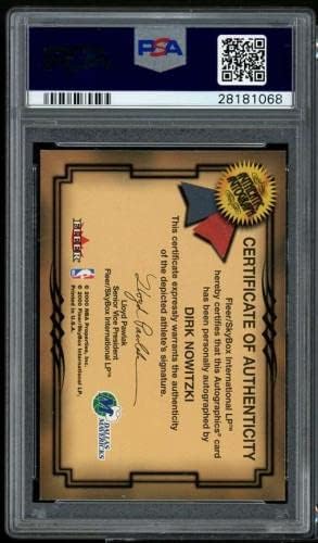 Dirk Nowitzki картичка 2000 Fleer Autographics #NNO PSA 9 - Непотпишани кошаркарски картички