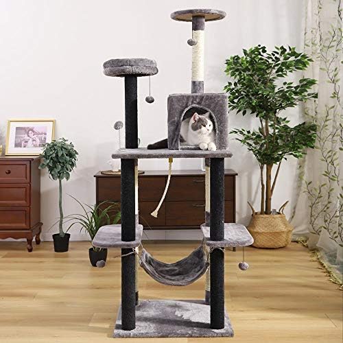 Miwaimao Брза домашна испорака миленичиња мачка дрво кула кондо куќа гребење пост играчка за мачки мачки мачки играчки играчка со дрво за играње скалила, AMT0045BG, XL