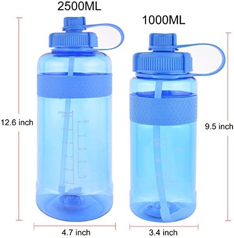 GTI шише со вода со слама, БПА бесплатен протек доказ Широка уста преносна половина галон големи водени чаши за кампување за пешачење во теретана, 32 мл и 80 мл.
