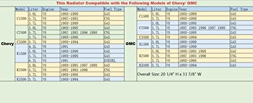 Egincooler 4 Ред Јадро Радијатор За 1988-1999 Chevy/GMC P30 C/K1500 2500 3500 P3500 Приградски Блејзер 5.0 L 5.7 L V8 4.3 L V6 Алуминиумски Радијатори Silverado Cheyenne Сиера WT Покровот Вентилатор И Реле